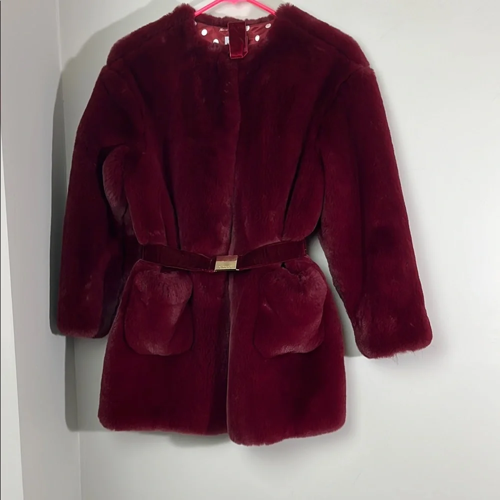 Monnalisa faux fur burgundy coat